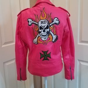 Red Balls On Fire of London LA Leather Jacket
